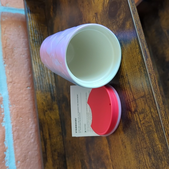 NWT Starbucks Valentine 2023 Ombre Taffy Hearts Double Walled Ceramic Tumbler - Picture 5 of 7